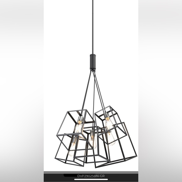 NEW in BOX stunning Cape Breton 5 pendant light in Buffed Nickel and Graphite - Picture 6 of 8